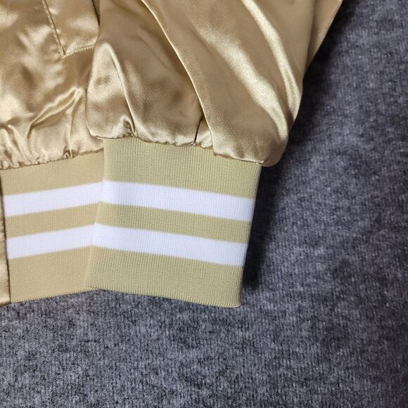 Molson Coors Augusta Sportswear Jacket Size S Gold Satin Snap Varsity Bomber - Picture 6 of 12